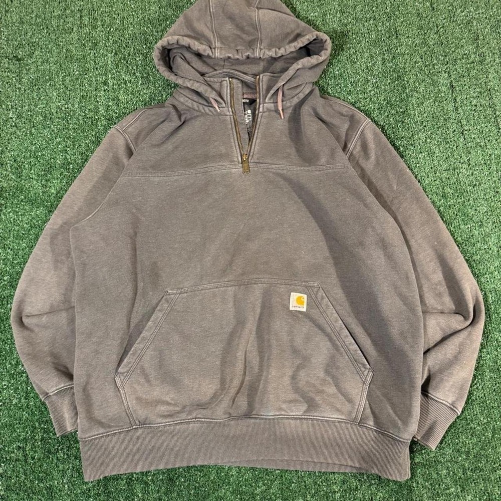 Carhartt Rain Defender Loose Fit Quarter-Zip Hoodie Gray XL 0321